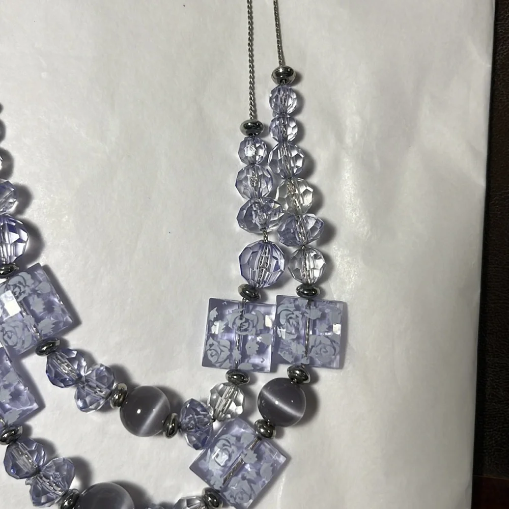 Double Stranded, Beaded, Adjustable, Floral Necklace